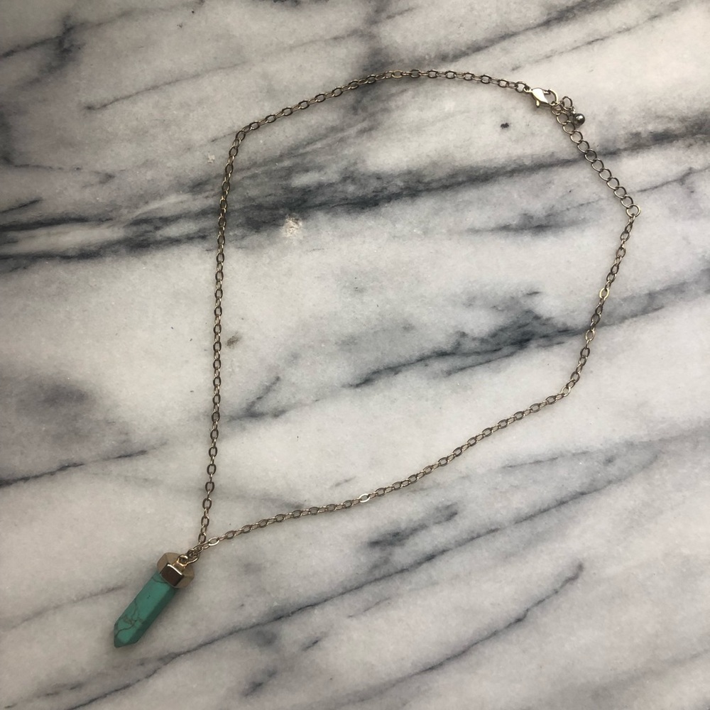 Crystal stone gold necklace